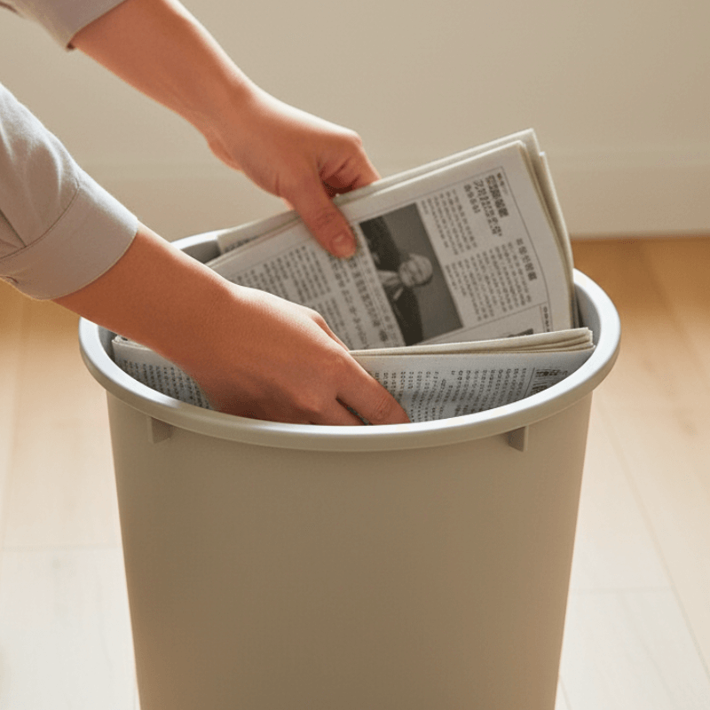 Cách Dùng Giấy Báo Cũ Để Ngăn Nước Trong Thùng Rác