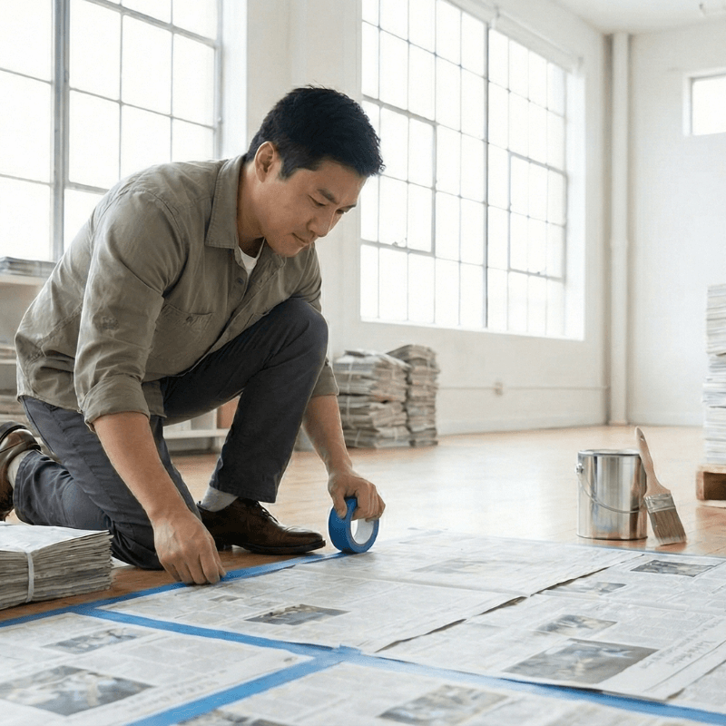 Cách Dùng Giấy Báo Để Lót Bảo Vệ Sàn Khi Sơn Không Bị Dính Sơn