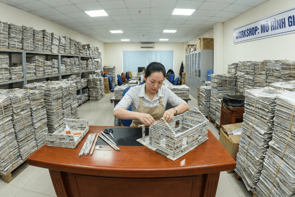 lam-mo-hinh-bang-giay-bao